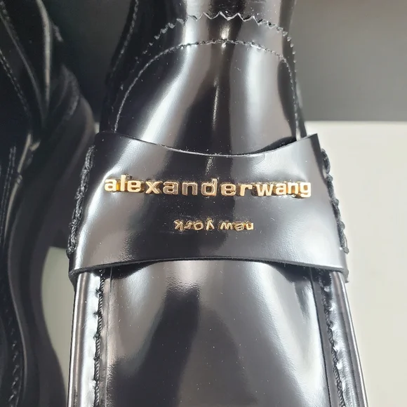 NWT$995 Alexander Wang Carter Black Patent Leather Platform Tall Boots Sz 38 - Picture 6 of 16